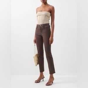 Frame ‘Le Sylvie’ High Rise Straight Leg Coated Jeans